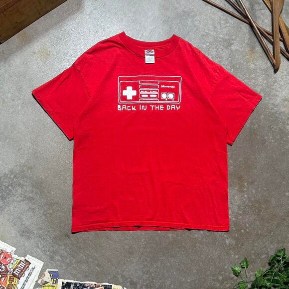 Vintage Y2K "Back In The Day" Nintendo Tee Mens Large Red White Funny Joke Shirt - Picture 1 of 6